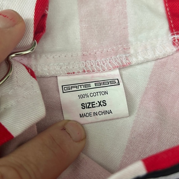 Game Bibs Adult Unisex Red and White Striped Game Day Overalls size XS - Picture 5 of 9